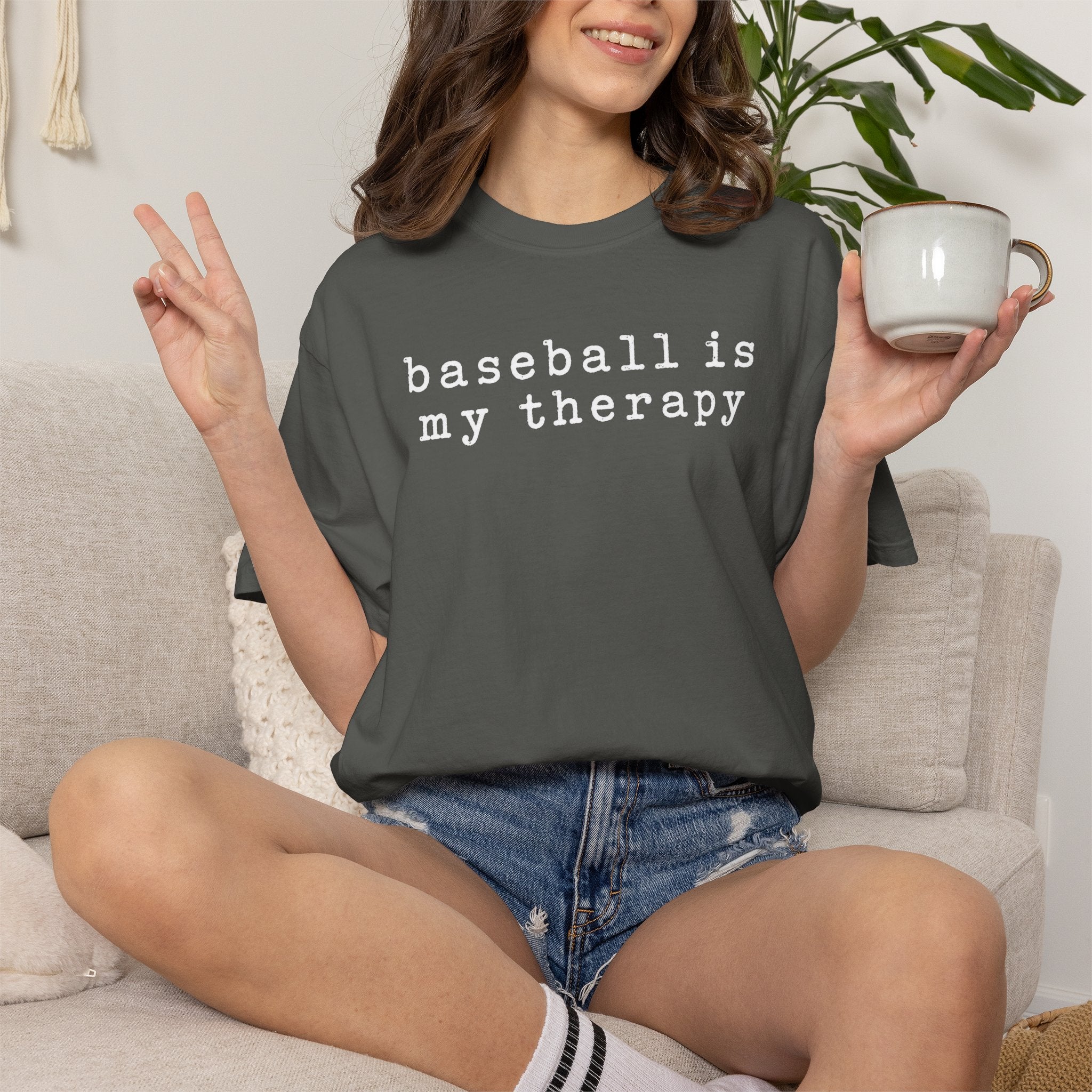 Adult Unisex "baseball is my therapy" Comfort Colors Garment-Dyed T-shirt