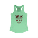 Relax He's 10 Baseball Moms Racerback Tank
