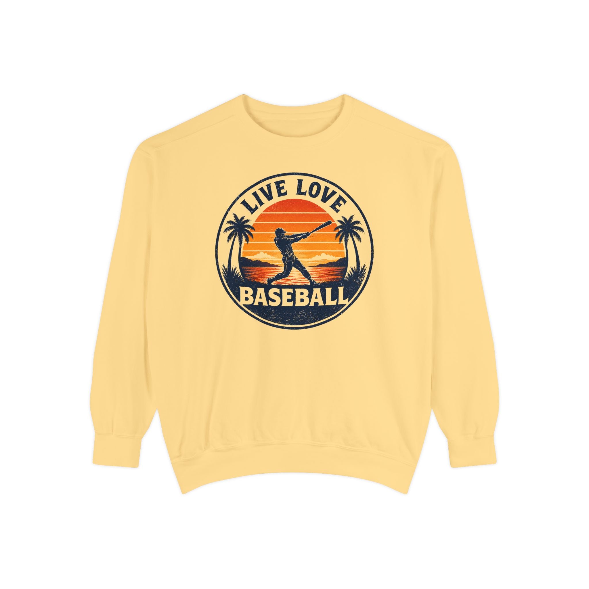 Baseball Unisex Sweatshirt - "Live Love Baseball" Vintage Sunset Crewneck