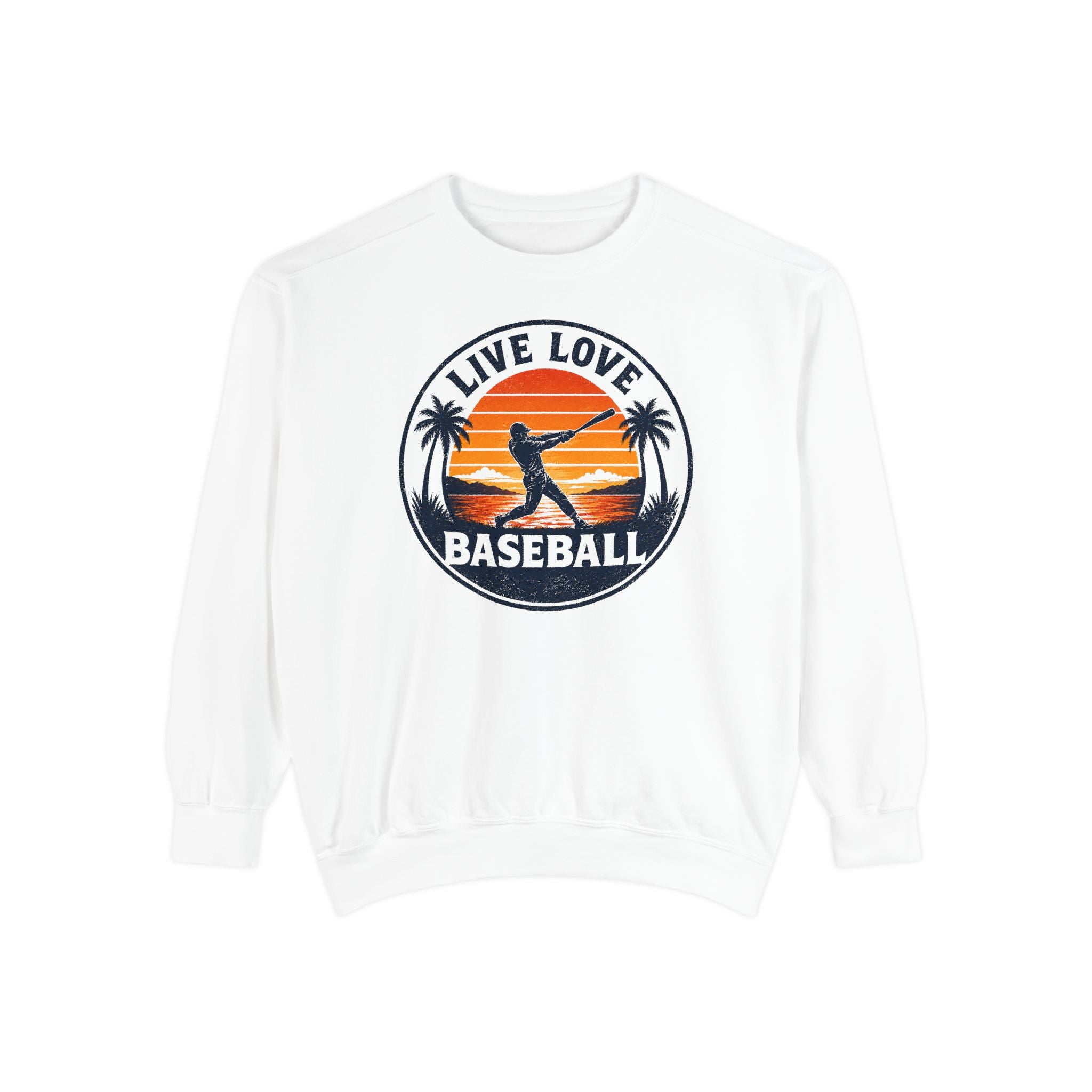 Baseball Unisex Sweatshirt - "Live Love Baseball" Vintage Sunset Crewneck