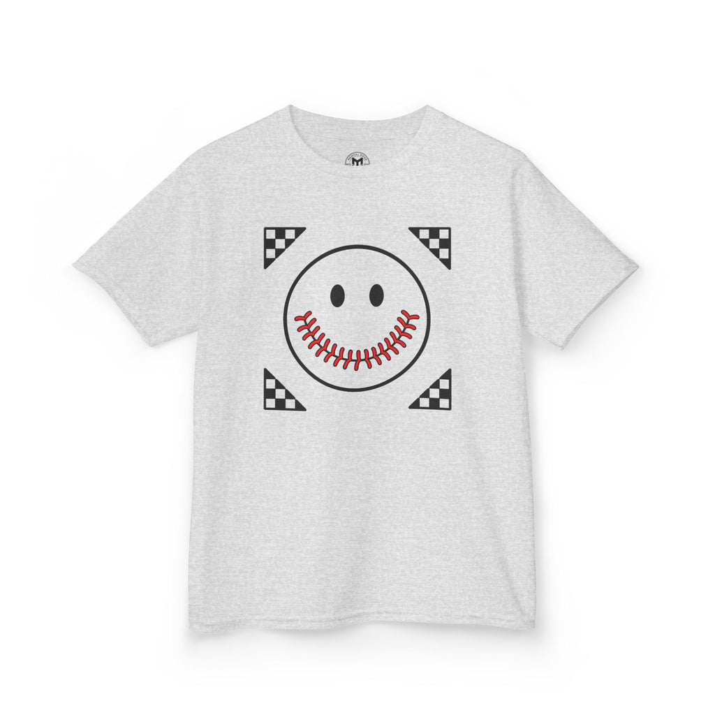 Kids T-Shirt — "Smily Baseball Seams Face" Baseball Tee
