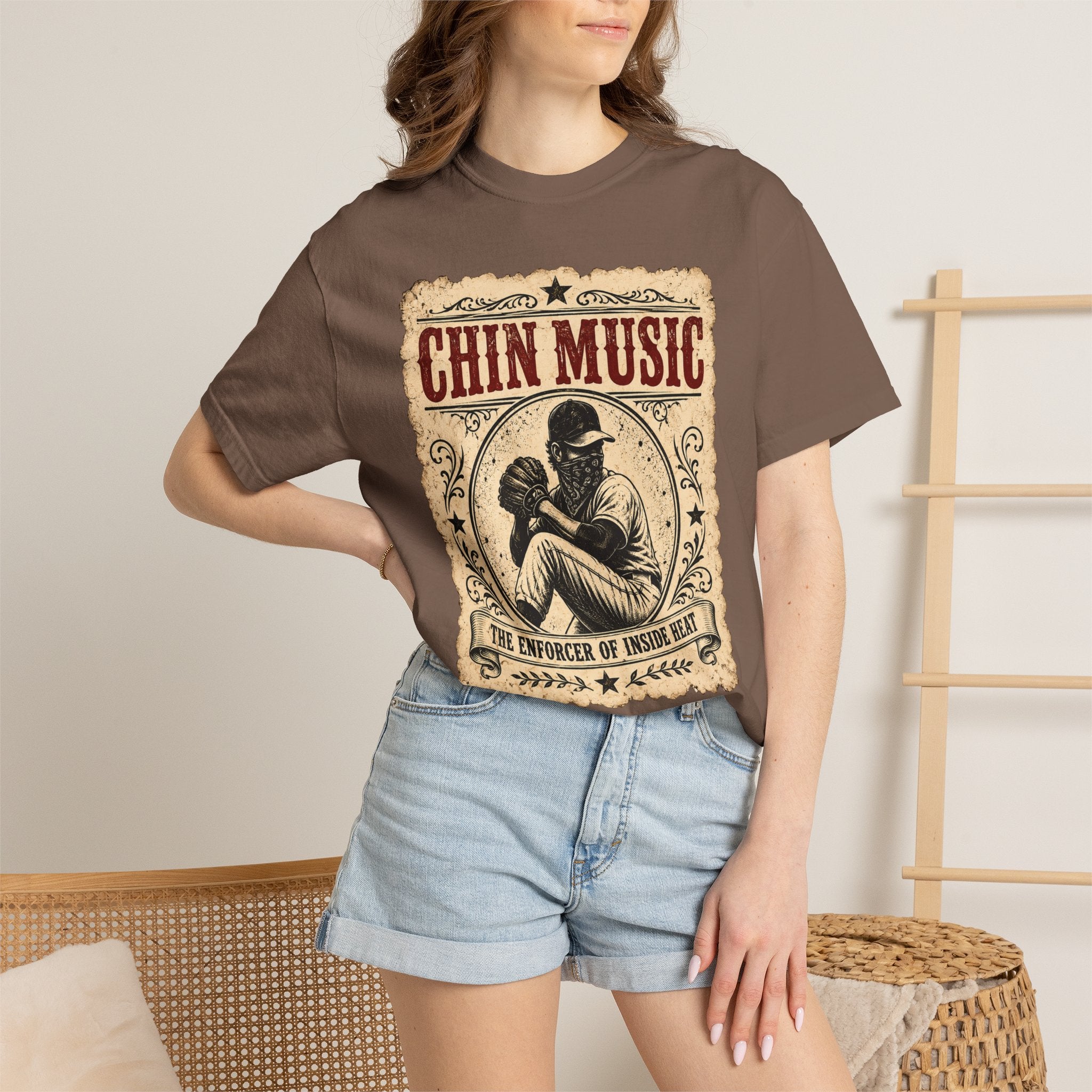 Adult Unisex "Chin Music Enforcer of Heat" Baseball Pitchers Comfort Colors Garment-Dyed T-shirt