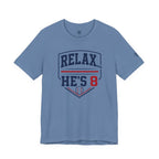 Relax...He's 8 Parents Baseball T-Shirt - Navy Red