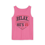 Relax He's 15 Baseball Parent Tank Top — Youth Sports Mom Gift