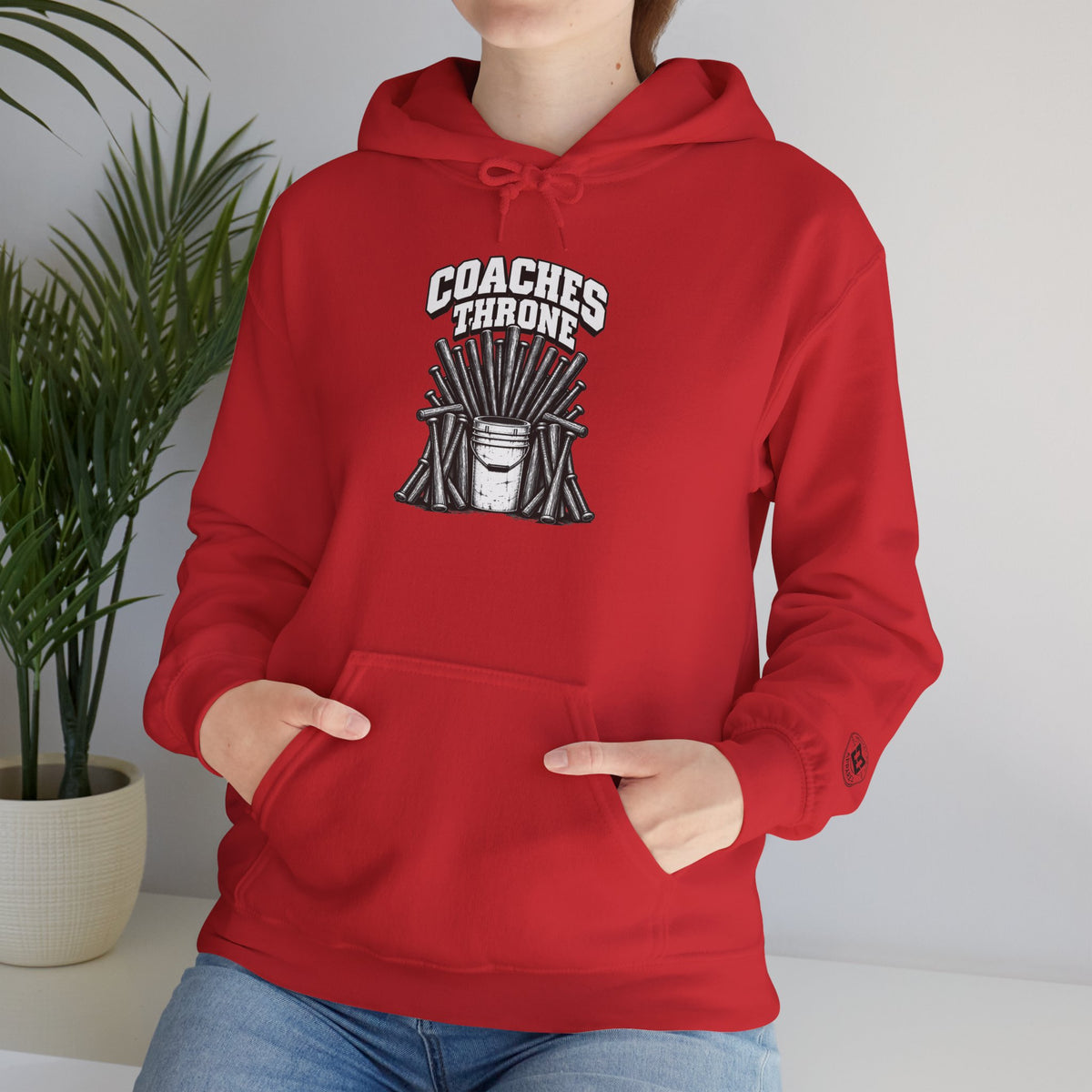 Coaches Throne Baseball Bucket Hoodie — Sports Coach Gift Pullover