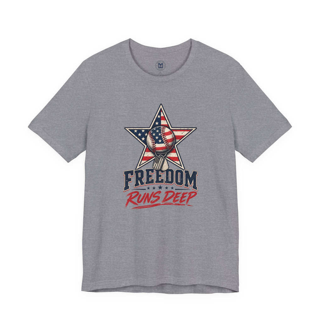 Freedom Runs Deep T-Shirt — American Flag Star Patriotic Tee