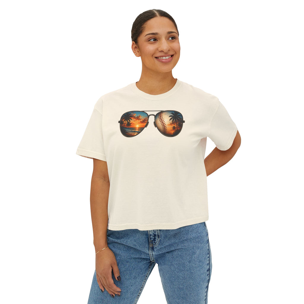 Sunglasses Sunset Baseball Women's Boxy Tee