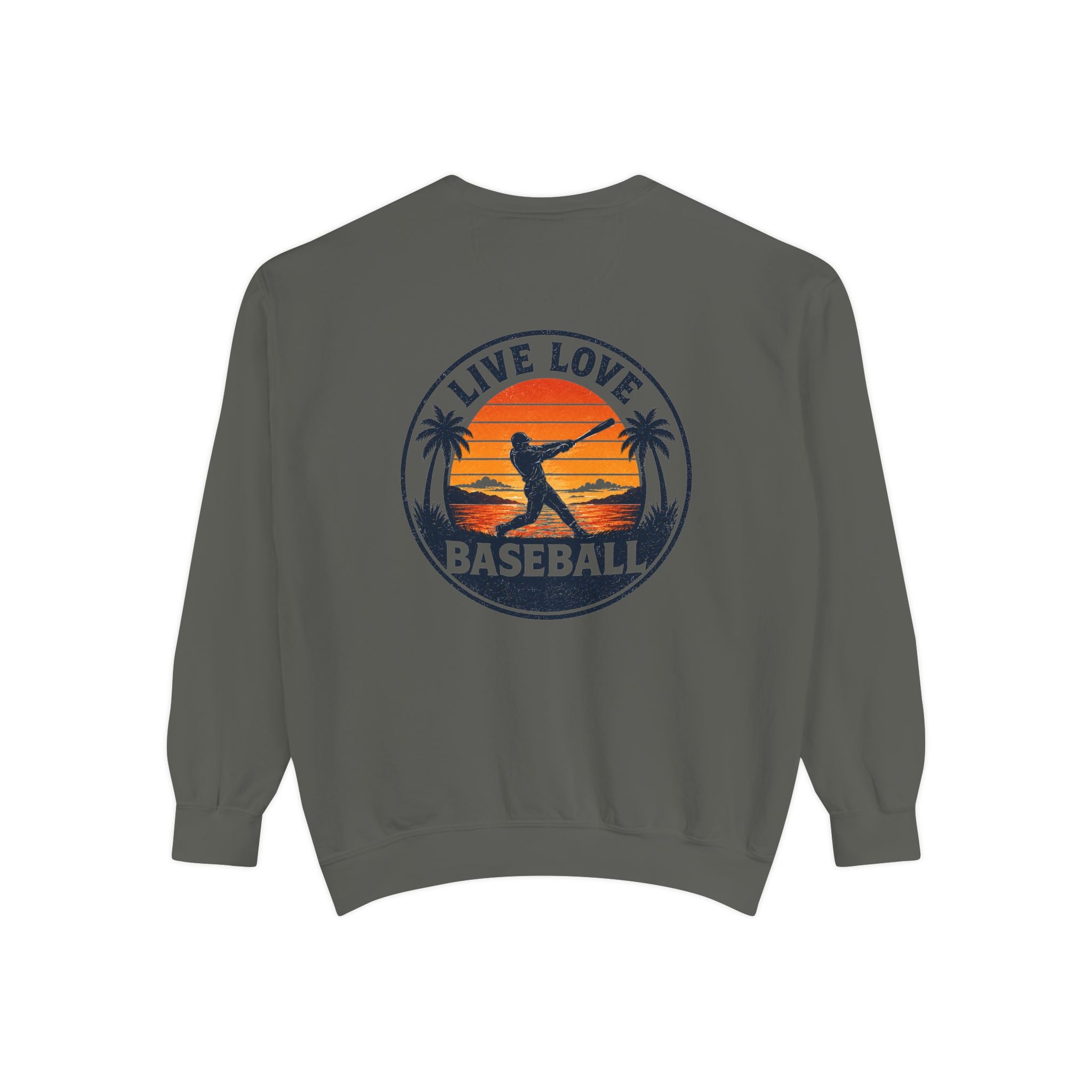 Baseball Sweatshirt — "Live Love Baseball" Vintage Sunset Crewneck Unisex