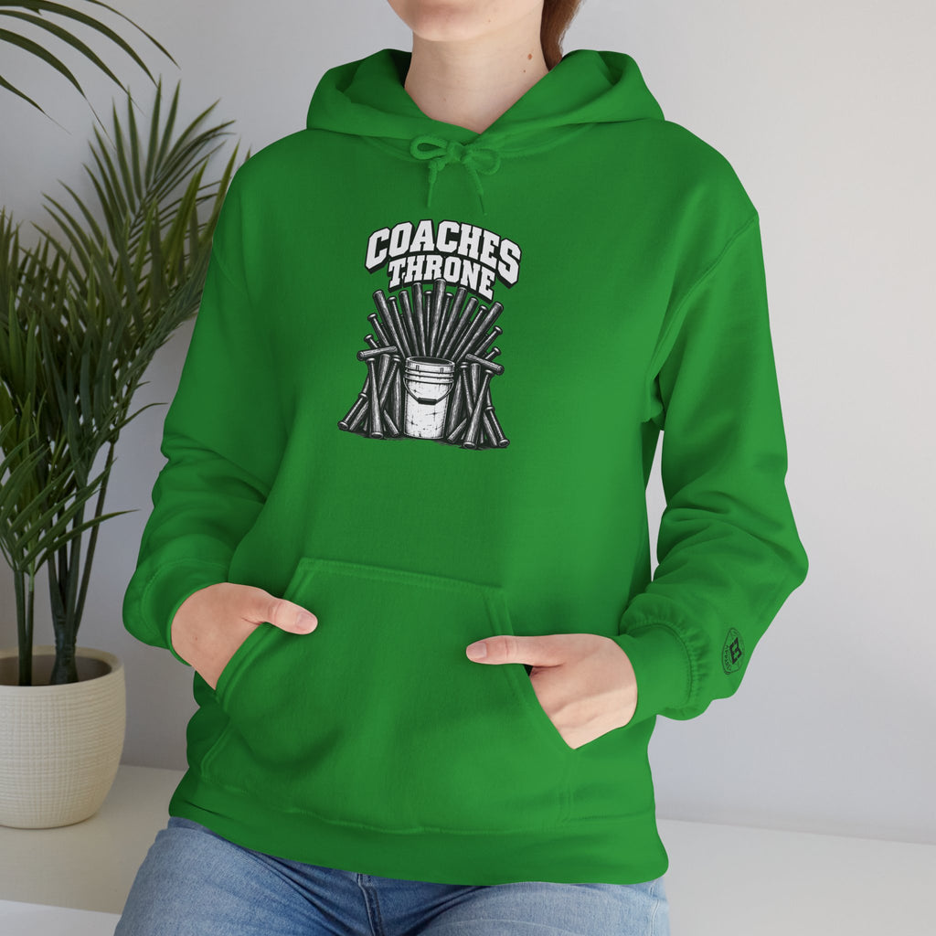 Coaches Throne Baseball Bucket Hoodie — Sports Coach Gift Pullover