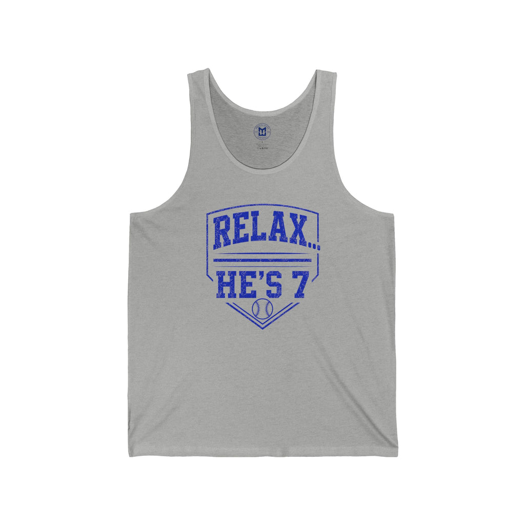 Relax… He's 7 Baeball Parent Tank Top – Blue