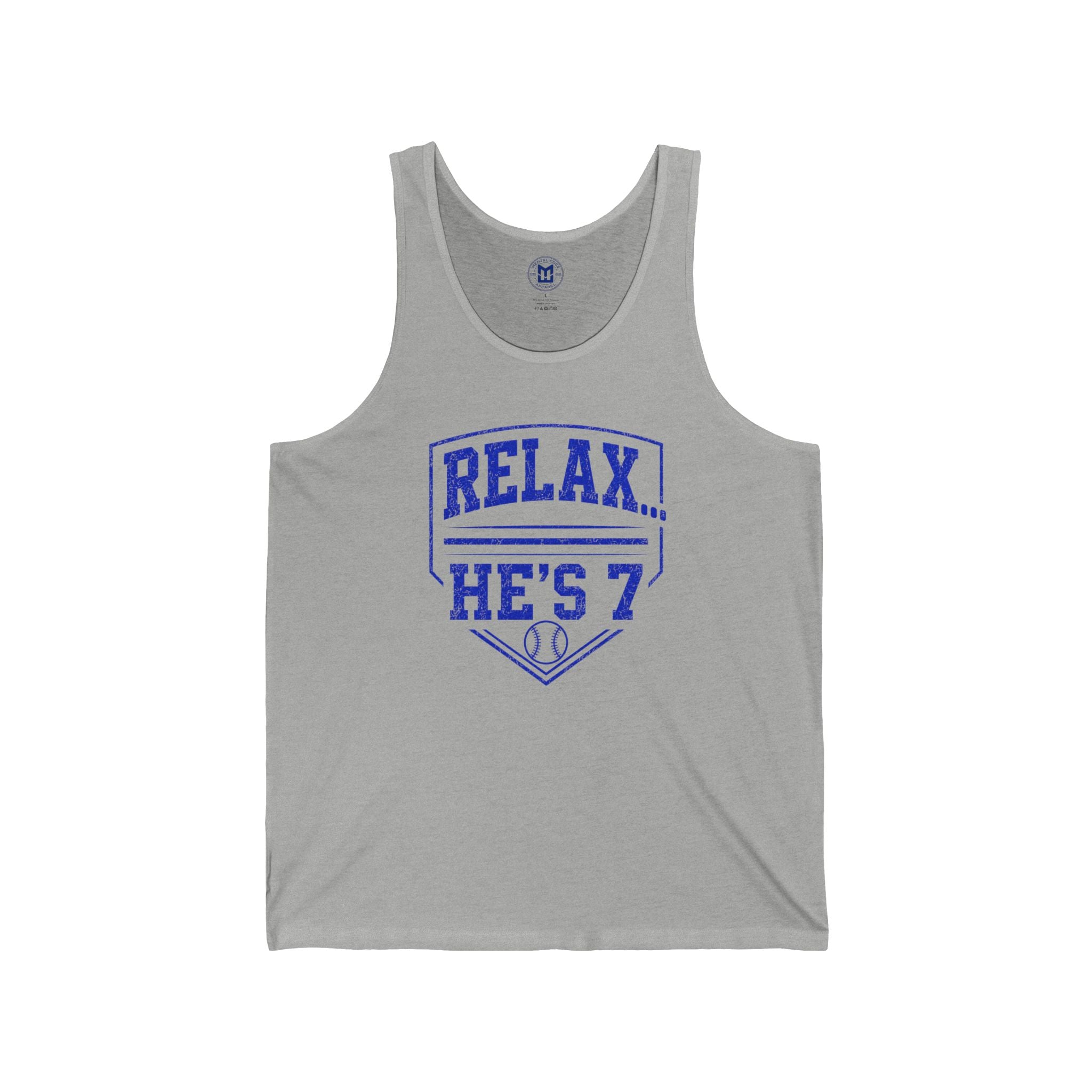 Relax… He's 7 Baeball Parent Tank Top – Blue