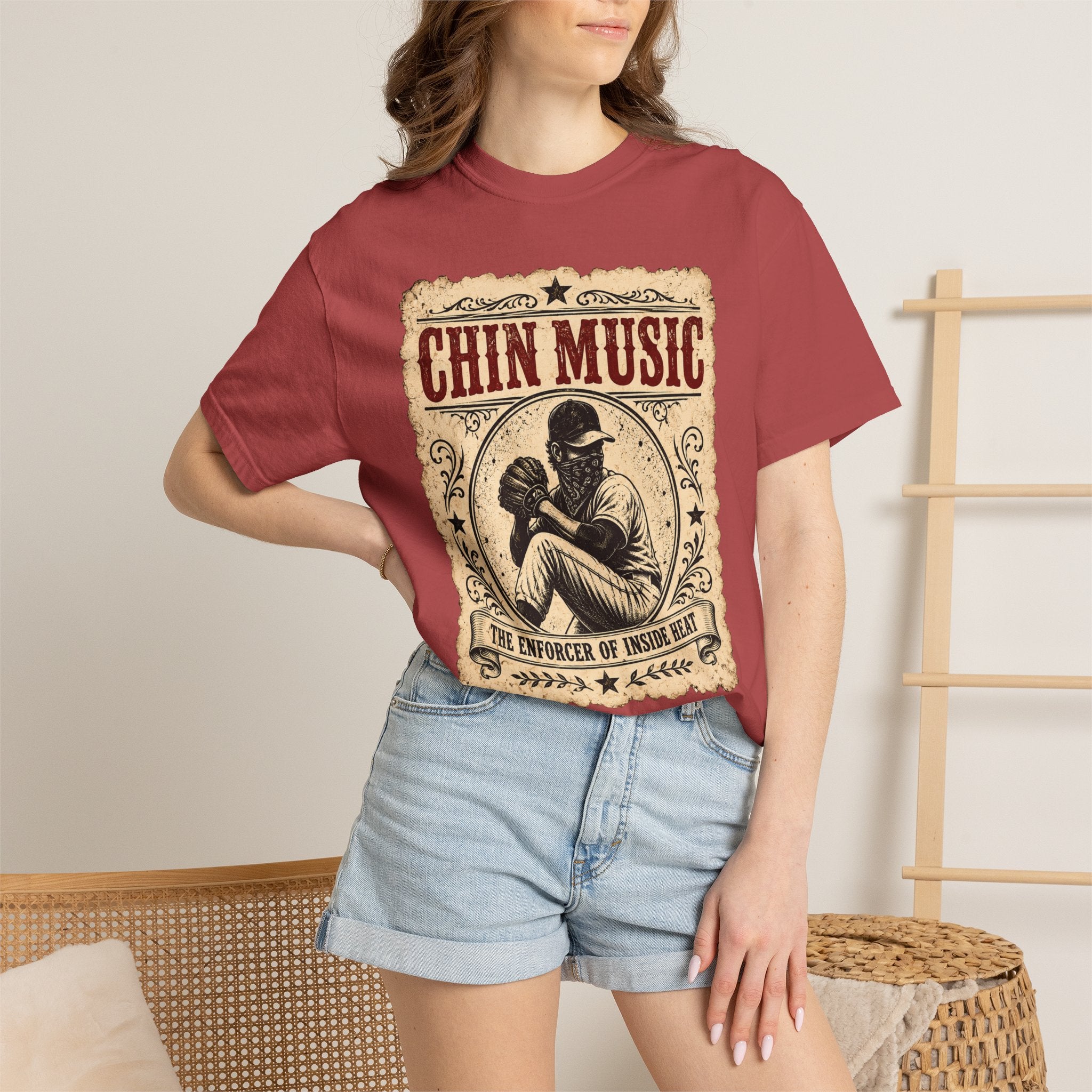 Adult Unisex "Chin Music Enforcer of Heat" Baseball Pitchers Comfort Colors Garment-Dyed T-shirt