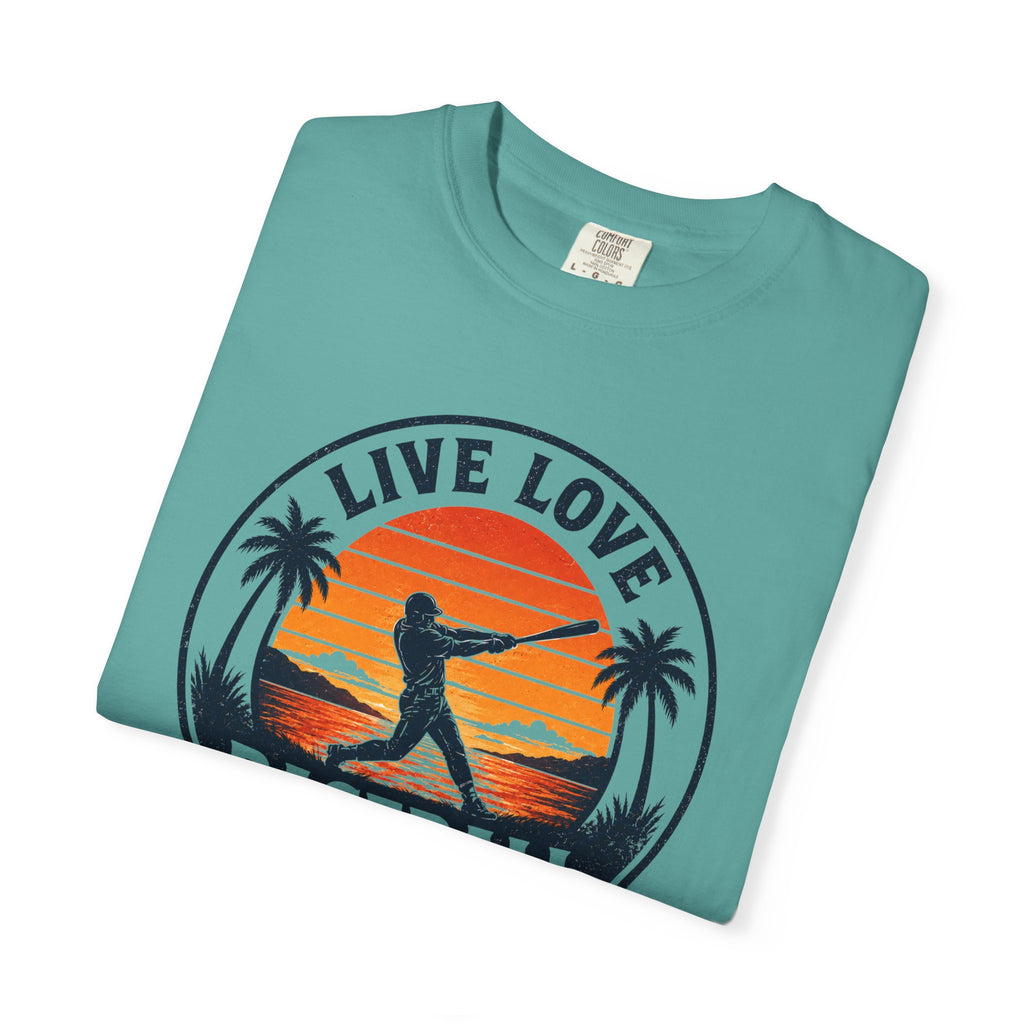 Live Love Baseball Unisex Garment-Dyed T-shirt