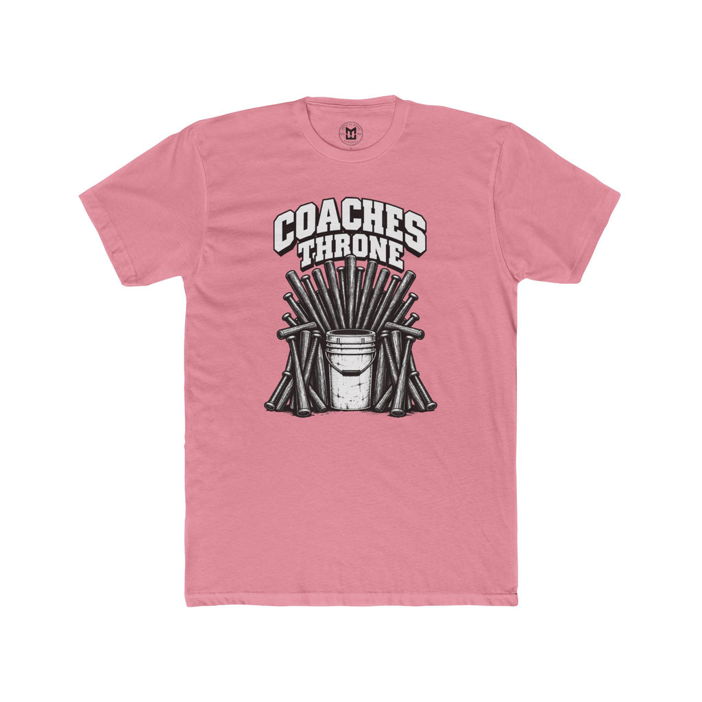 Coaches Throne Baseball Bucket T-Shirt — Funny Coach Gift Tee (Bucket & Whistle Graphic)