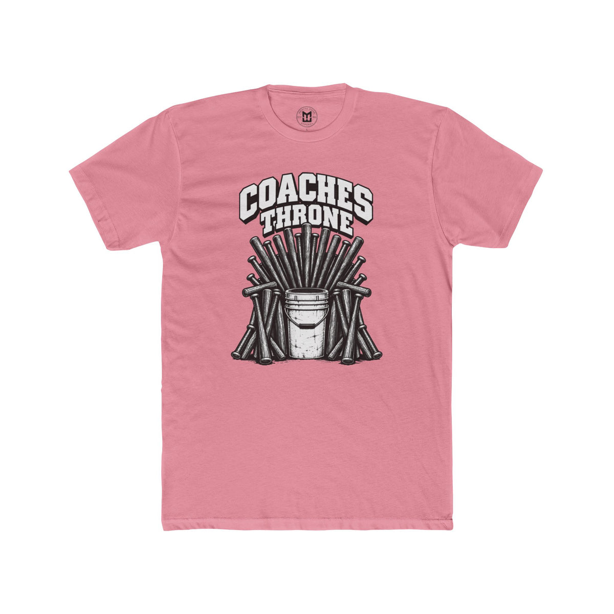 Coaches Throne Baseball Bucket T-Shirt — Funny Coach Gift Tee (Bucket & Whistle Graphic)
