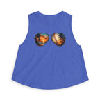 Baseball & Beach Sunglasses Crop Top — Summer Sunset Sports Graphic