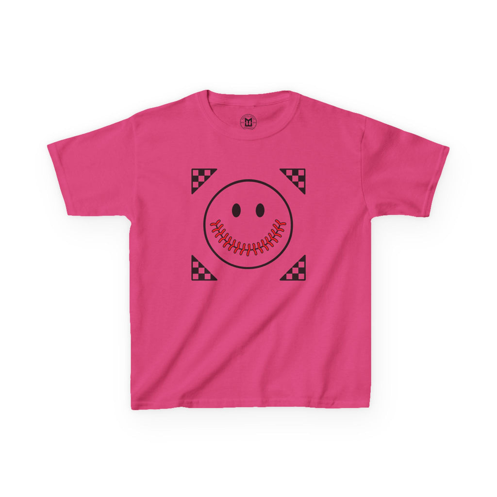 Kids T-Shirt — "Smily Baseball Seams Face" Baseball Tee
