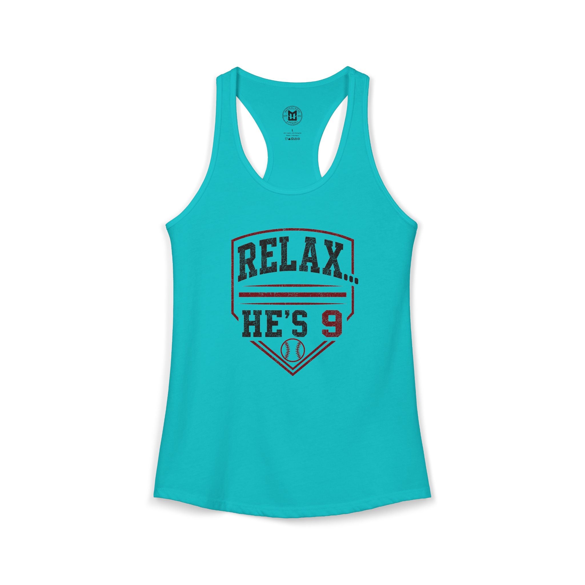 Relax He's 8 Baseball Mom Women's Ideal Racerback Tank