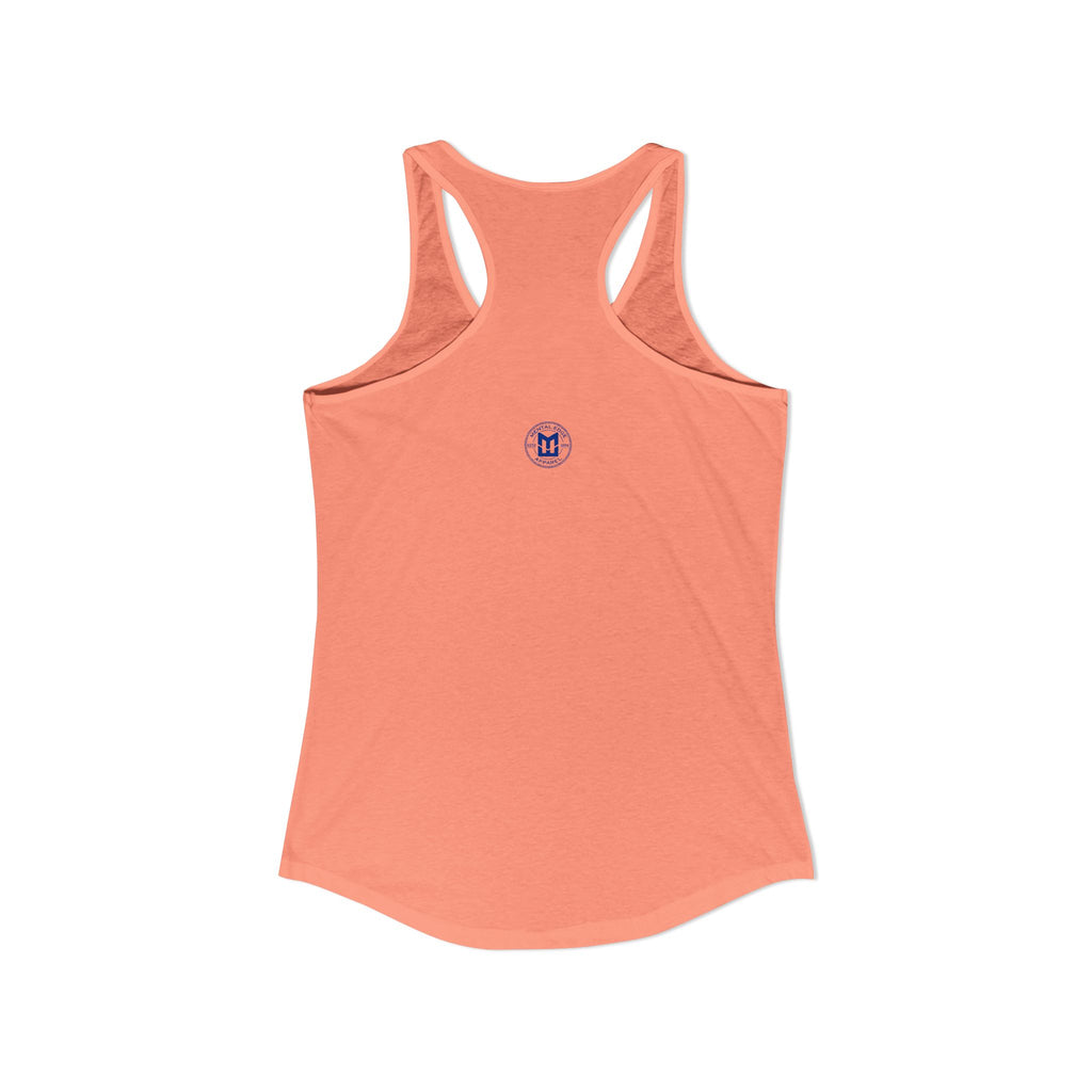 Relax He's 7 Baseball Mom Racerback Tank - Blue