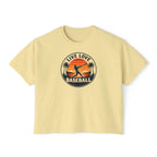 Live Love Baseball Women's Boxy Tee – Retro Sunset Palm Baseball Shirt