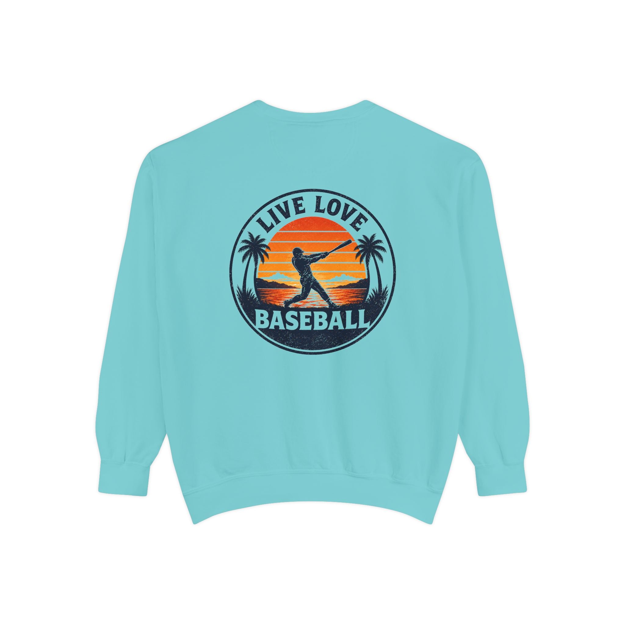 Baseball Sweatshirt — "Live Love Baseball" Vintage Sunset Crewneck Unisex