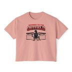 Banned to the Outfield Women's Boxy Tee – Baseball Mom/Fan Graphic Shirt