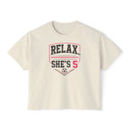 Relax She's 5 Soccer Graphic Women's Boxy Tee