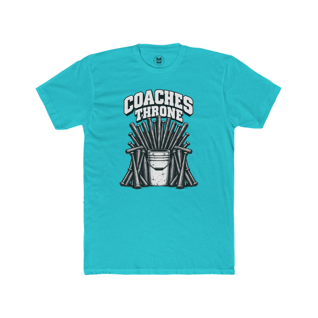 Coaches Throne Baseball Bucket T-Shirt — Funny Coach Gift Tee (Bucket & Whistle Graphic)