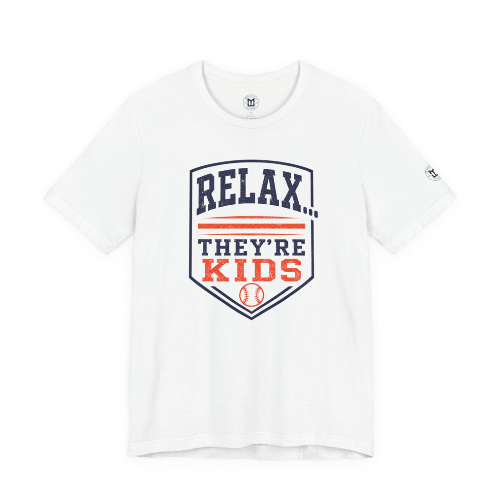 Relax They're Kids Baseball Parent T-Shirt - Navy Orange