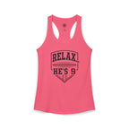 Relax He's 8 Baseball Mom Women's Ideal Racerback Tank