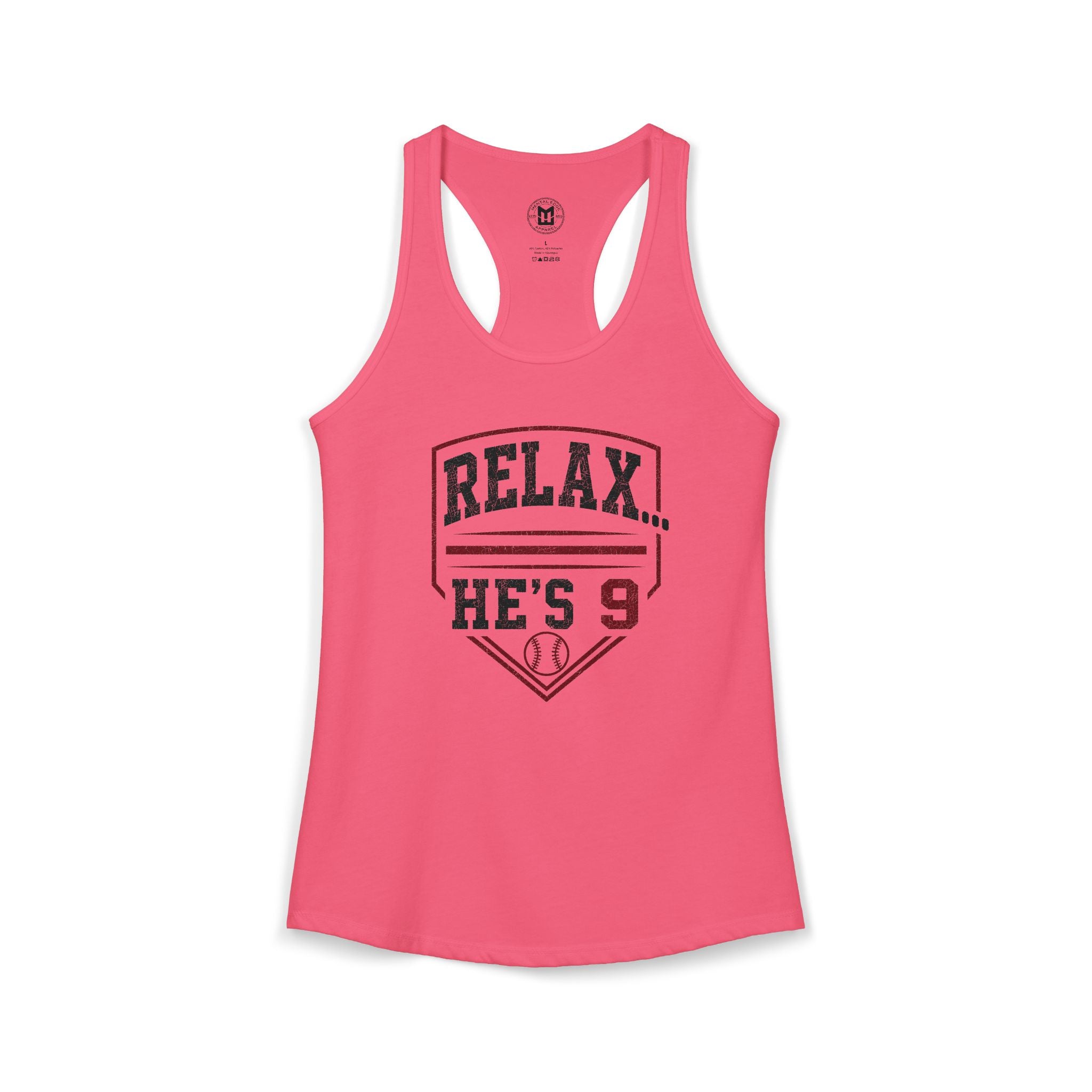 Relax He's 8 Baseball Mom Women's Ideal Racerback Tank