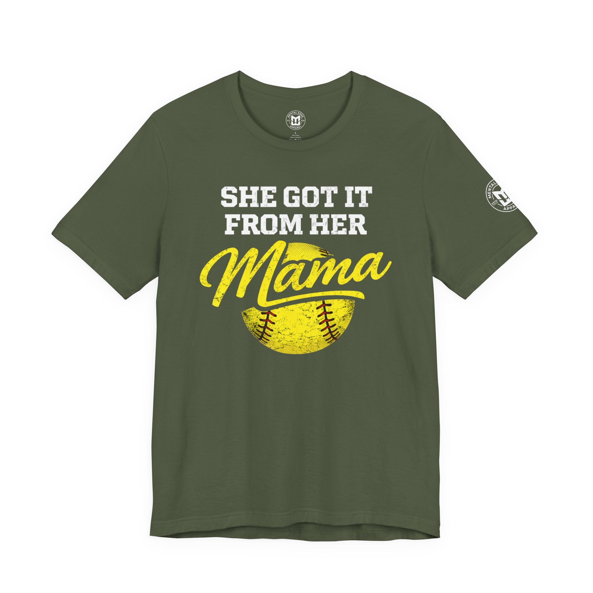 "She Got It From Her Mama" Women's Softball T‑Shirt