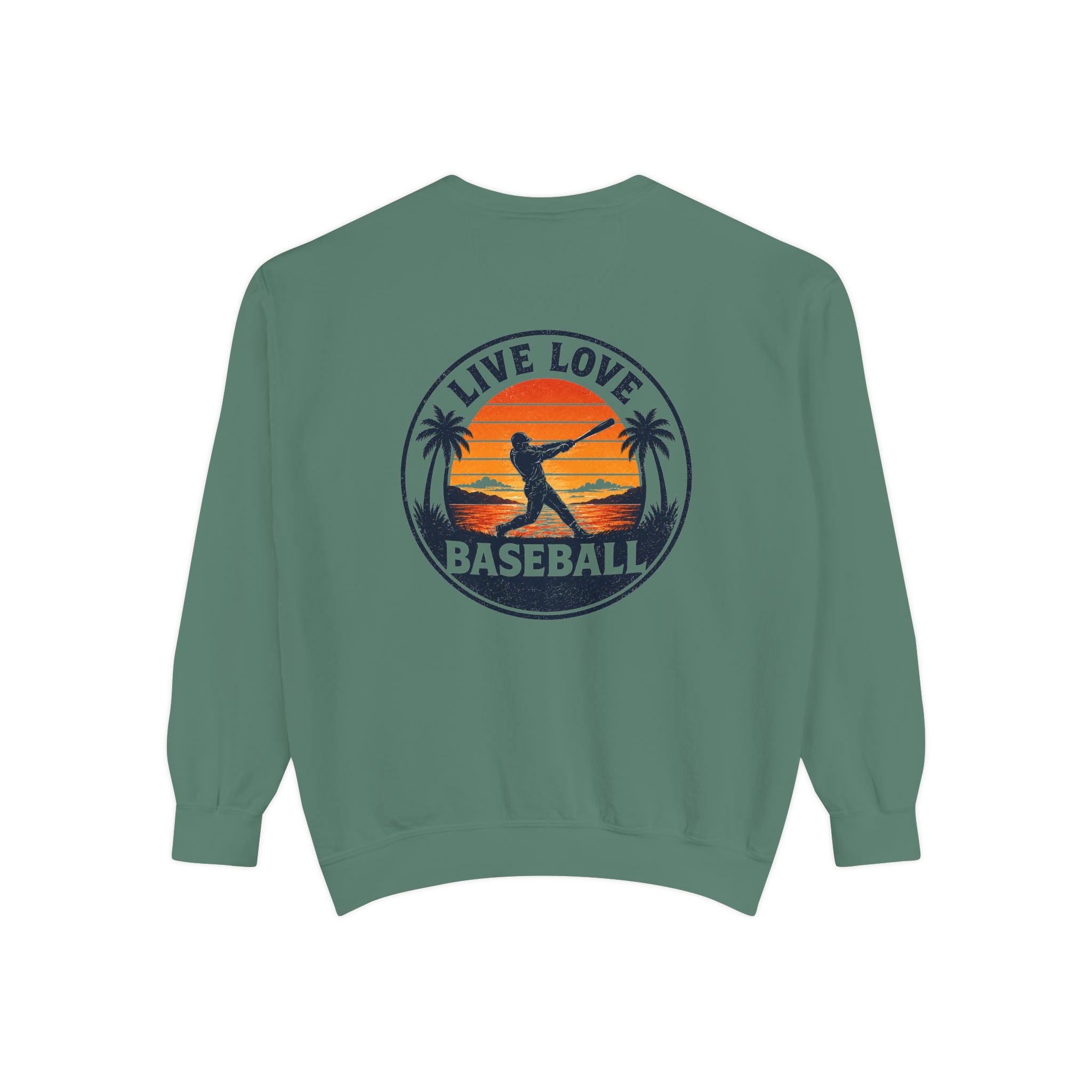 Baseball Sweatshirt — "Live Love Baseball" Vintage Sunset Crewneck Unisex