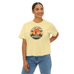 Live Love Baseball Women's Boxy Tee – Retro Sunset Palm Baseball Shirt