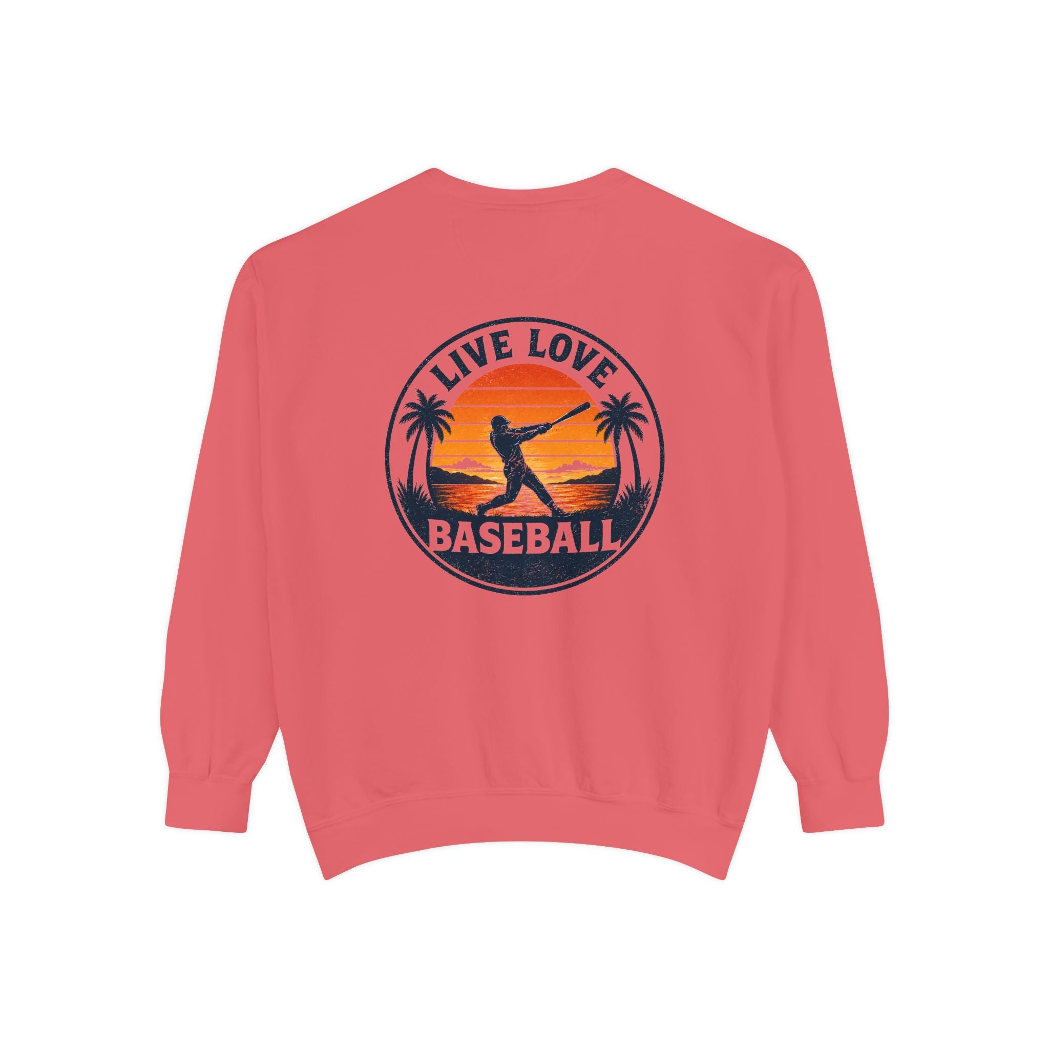 Baseball Sweatshirt — "Live Love Baseball" Vintage Sunset Crewneck Unisex
