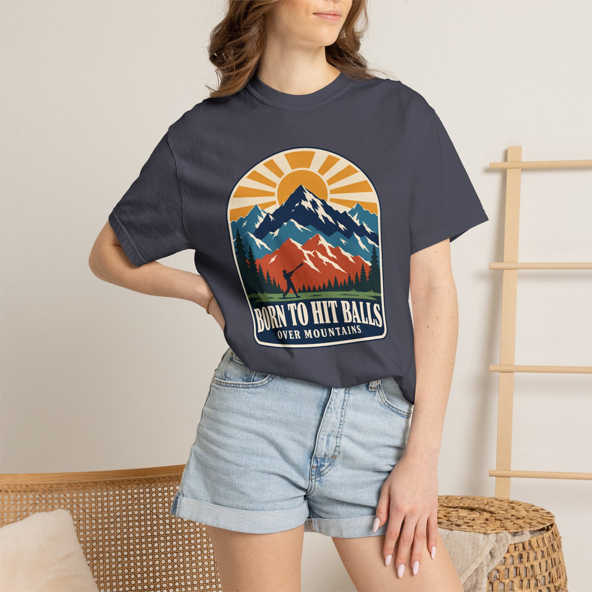 Born to Hit Balls Over Mountains T-Shirt — Unisex Vintage Mountain Comfort Colors Graphic Tee
