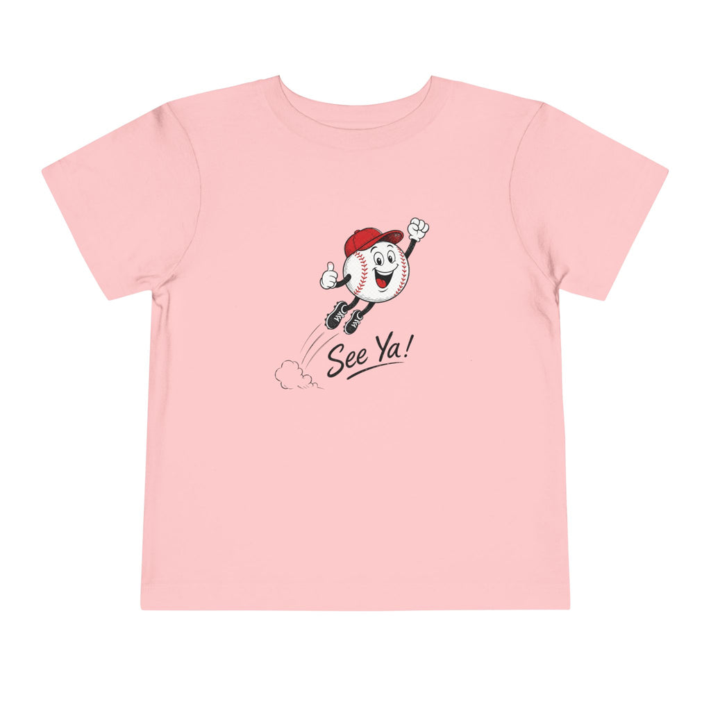 Toddler Tee — Retro Baseball Character "See Ya!" Graphic