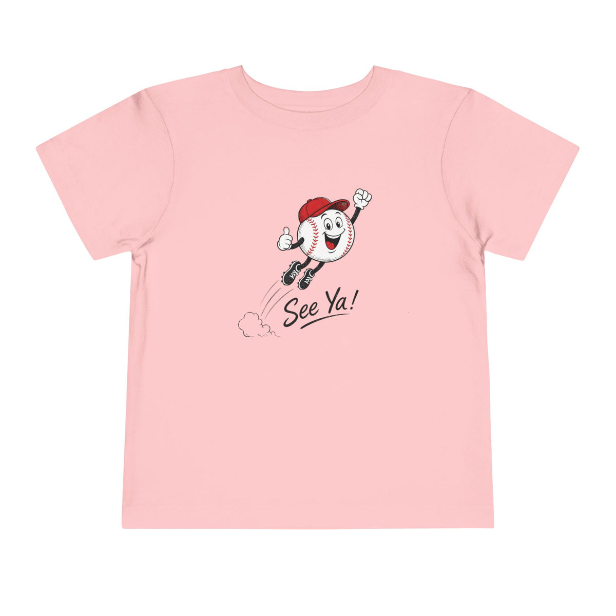 Toddler Tee — Retro Baseball Character "See Ya!" Graphic