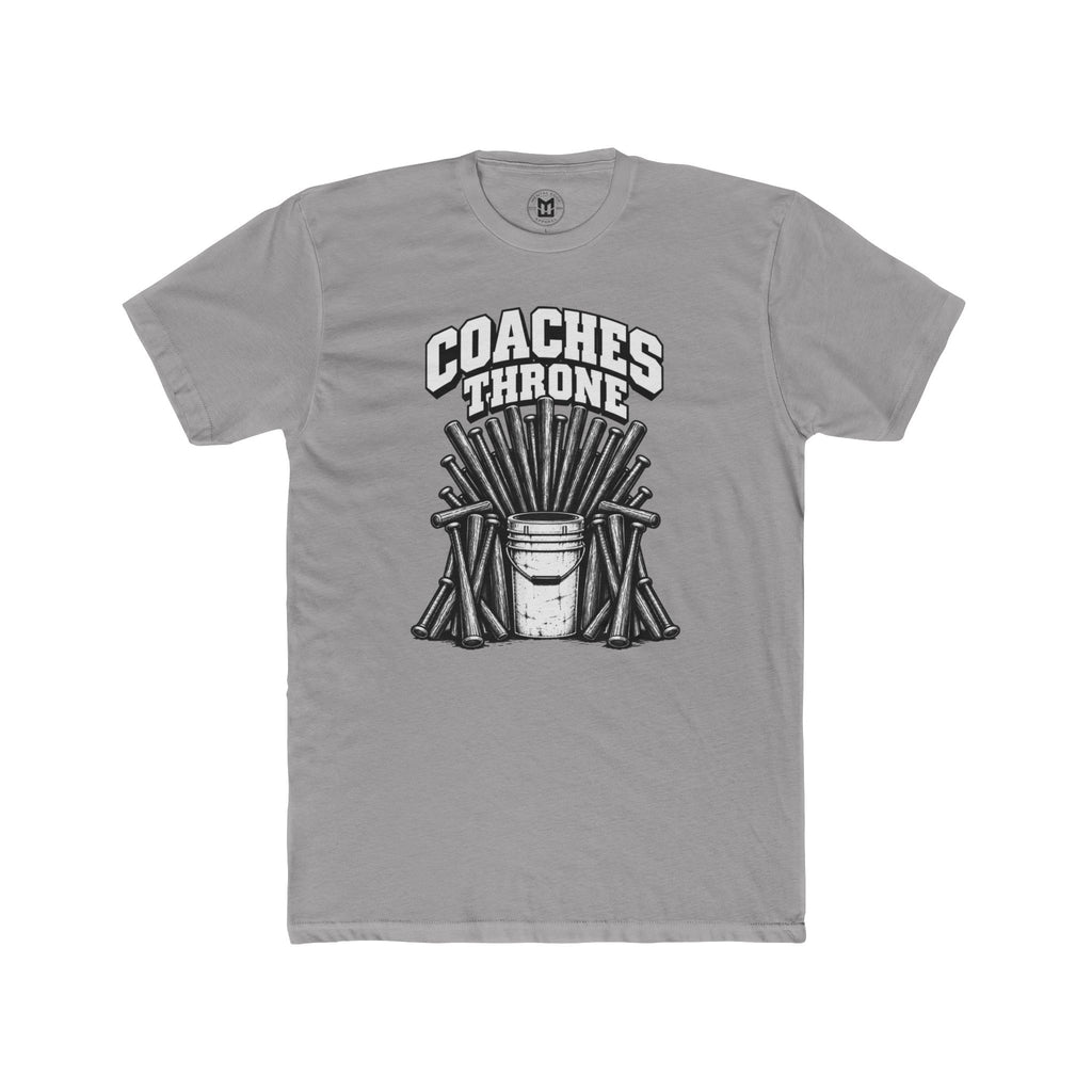 Coaches Throne Baseball Bucket T-Shirt — Funny Coach Gift Tee (Bucket & Whistle Graphic)