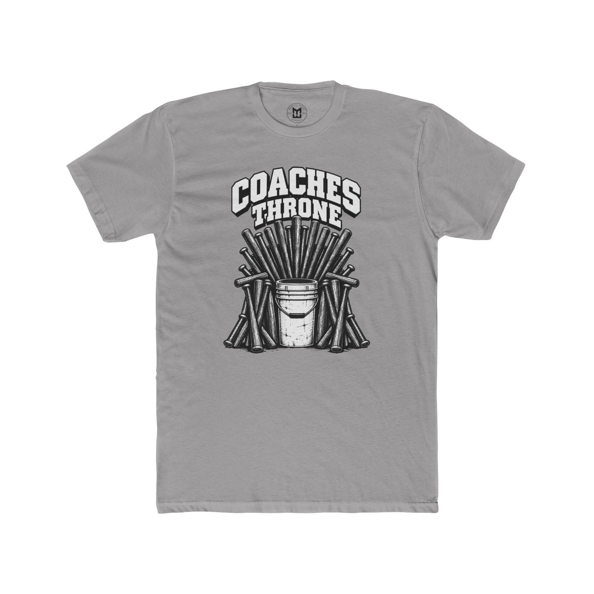 Coaches Throne Baseball Bucket T-Shirt — Funny Coach Gift Tee (Bucket & Whistle Graphic)