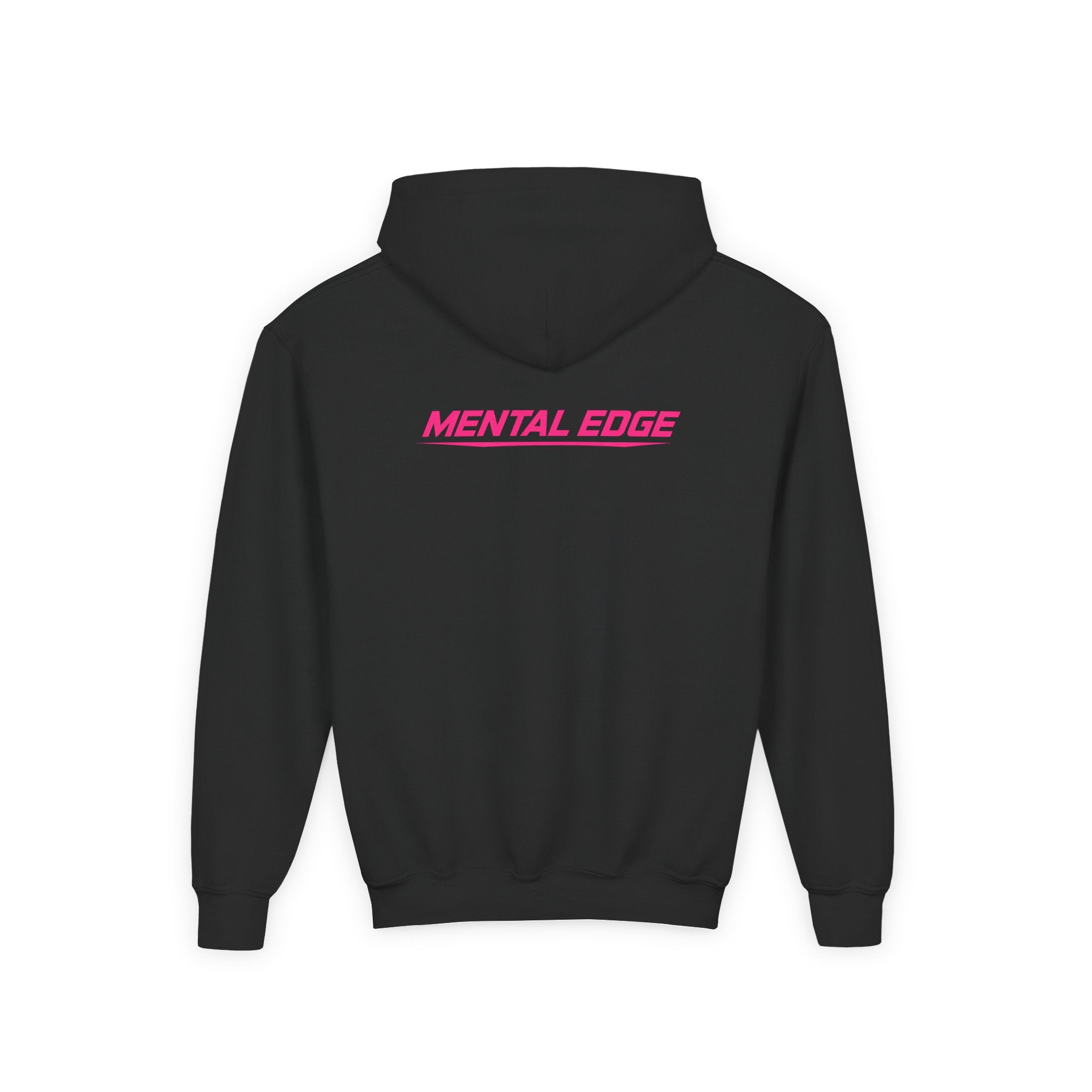 Youth Hoodie – 'ME' Pink Shield Front & "Mental Edge" Back Athletic Logo