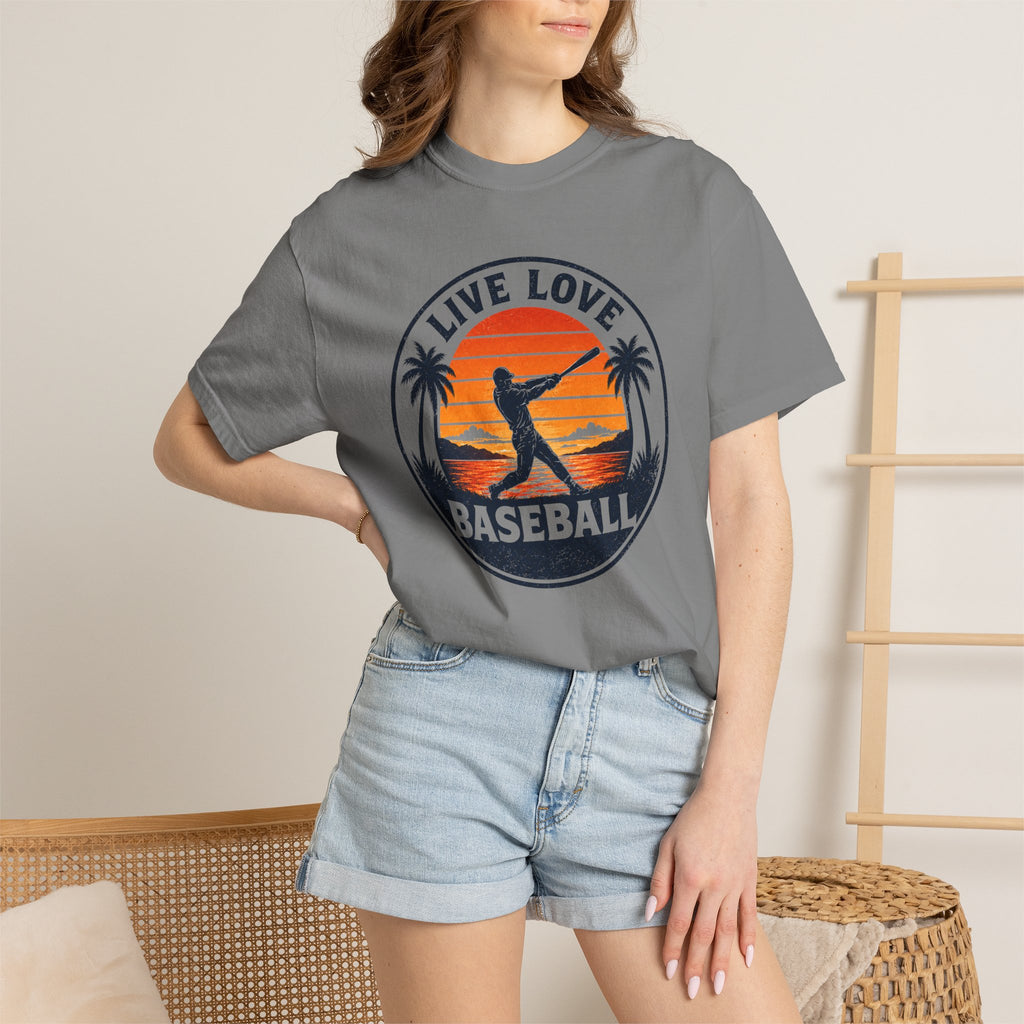 Live Love Baseball Unisex Garment-Dyed T-shirt