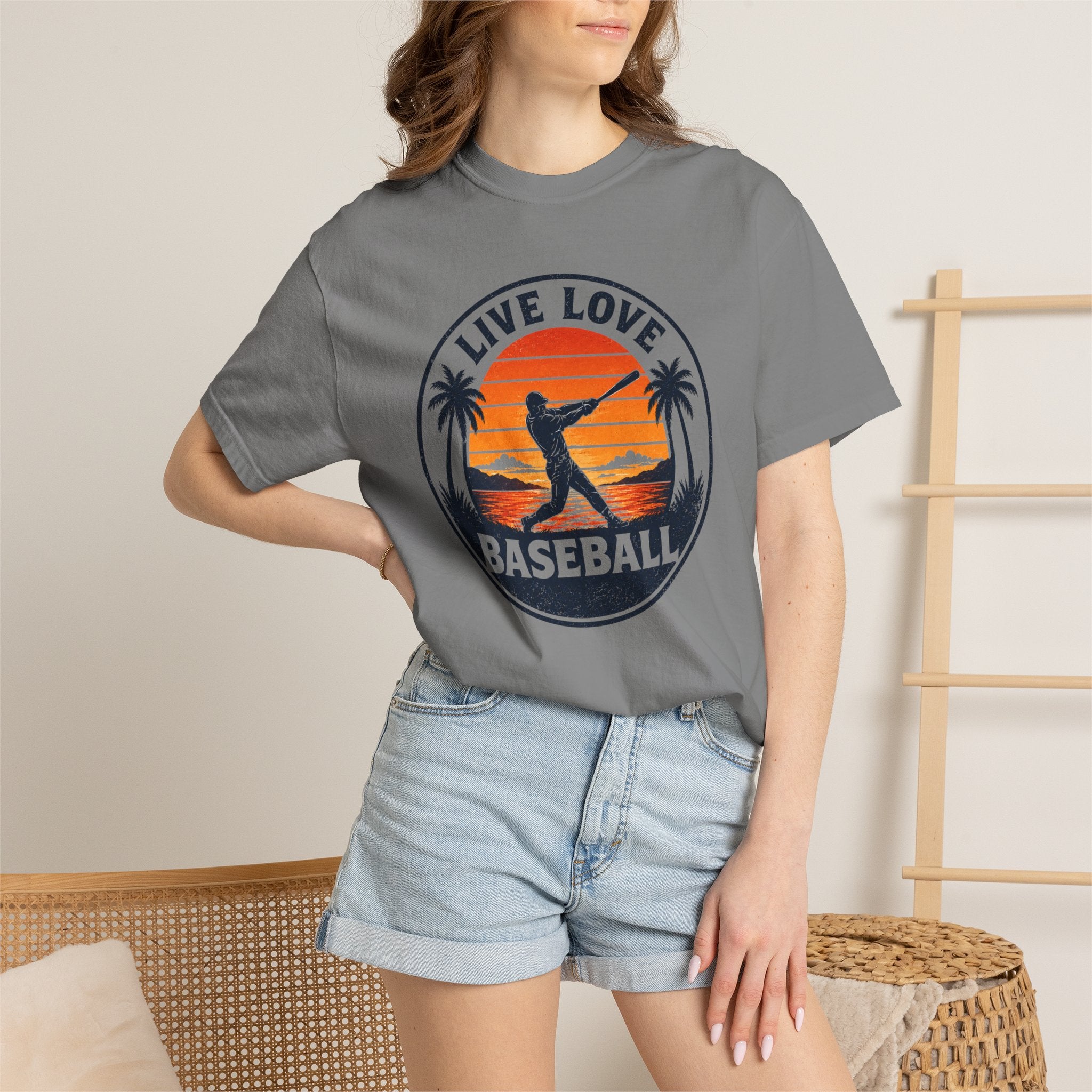 Live Love Baseball Unisex Garment-Dyed T-shirt
