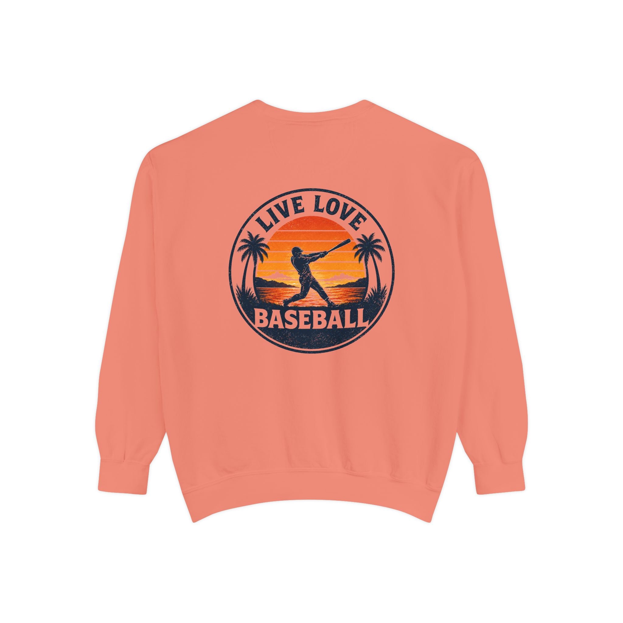 Baseball Sweatshirt — "Live Love Baseball" Vintage Sunset Crewneck Unisex