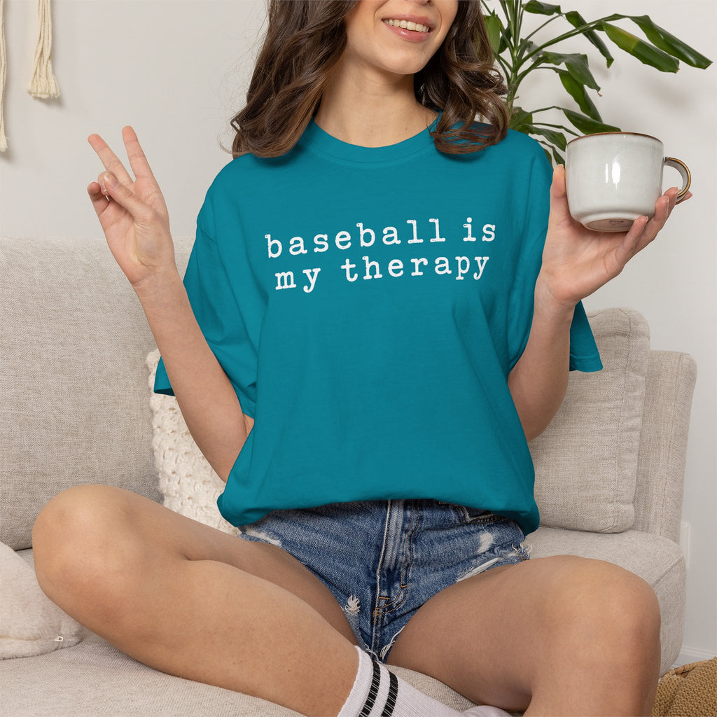 Adult Unisex "baseball is my therapy" Comfort Colors Garment-Dyed T-shirt