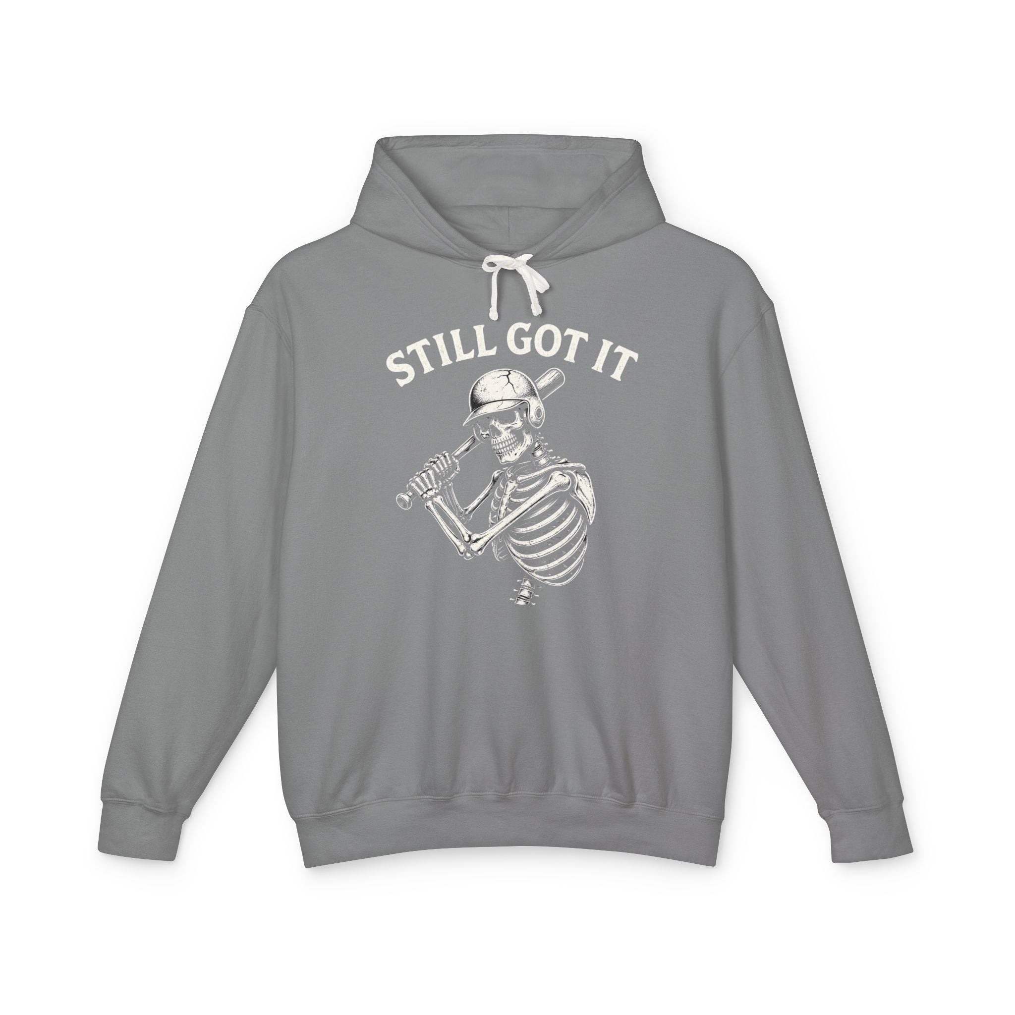 Still Got It Hoodie — Retro Skeleton Baseball Pullover