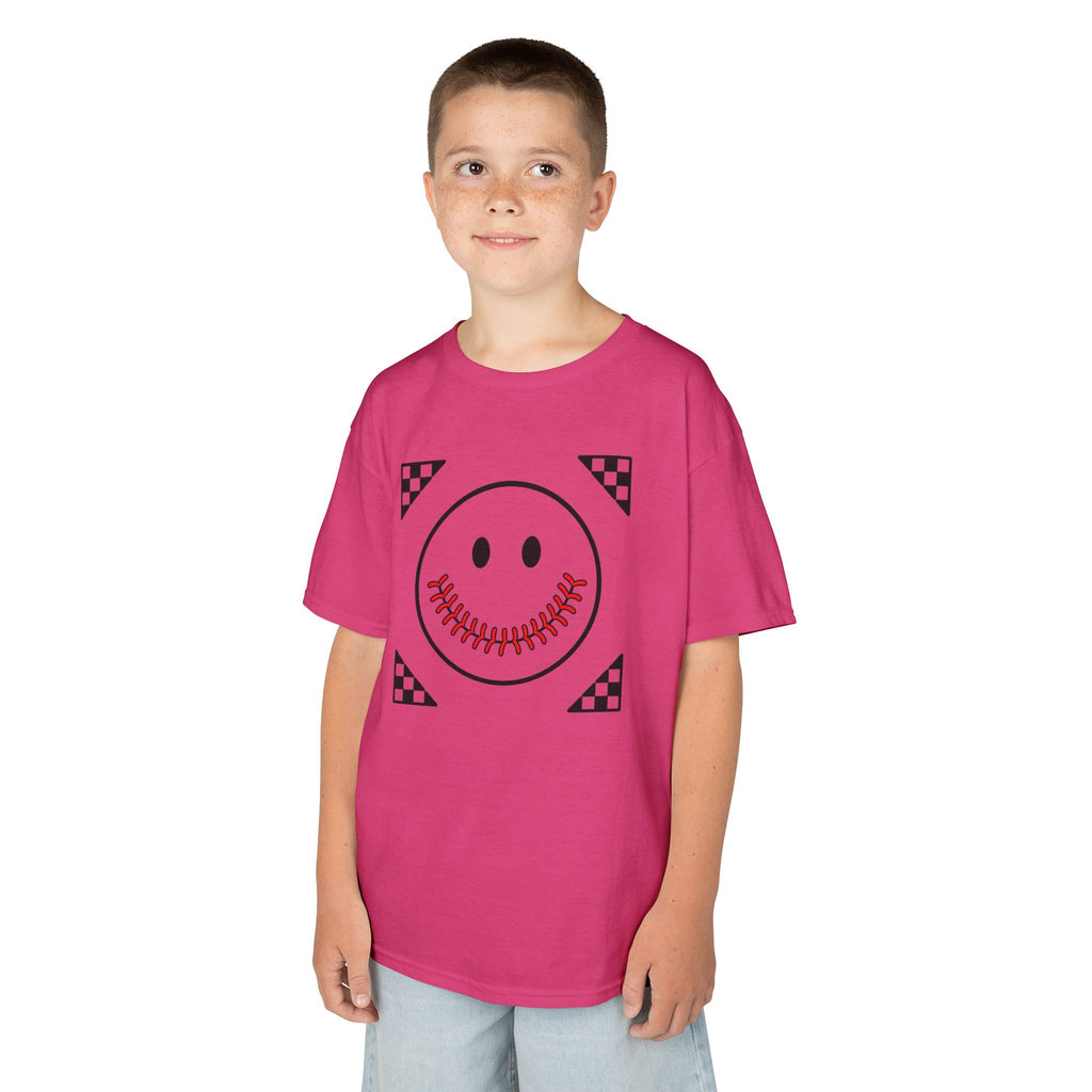 Kids T-Shirt — "Smily Baseball Seams Face" Baseball Tee