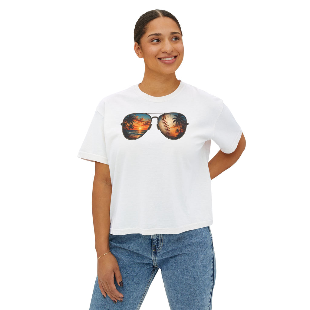 Sunglasses Sunset Baseball Women's Boxy Tee