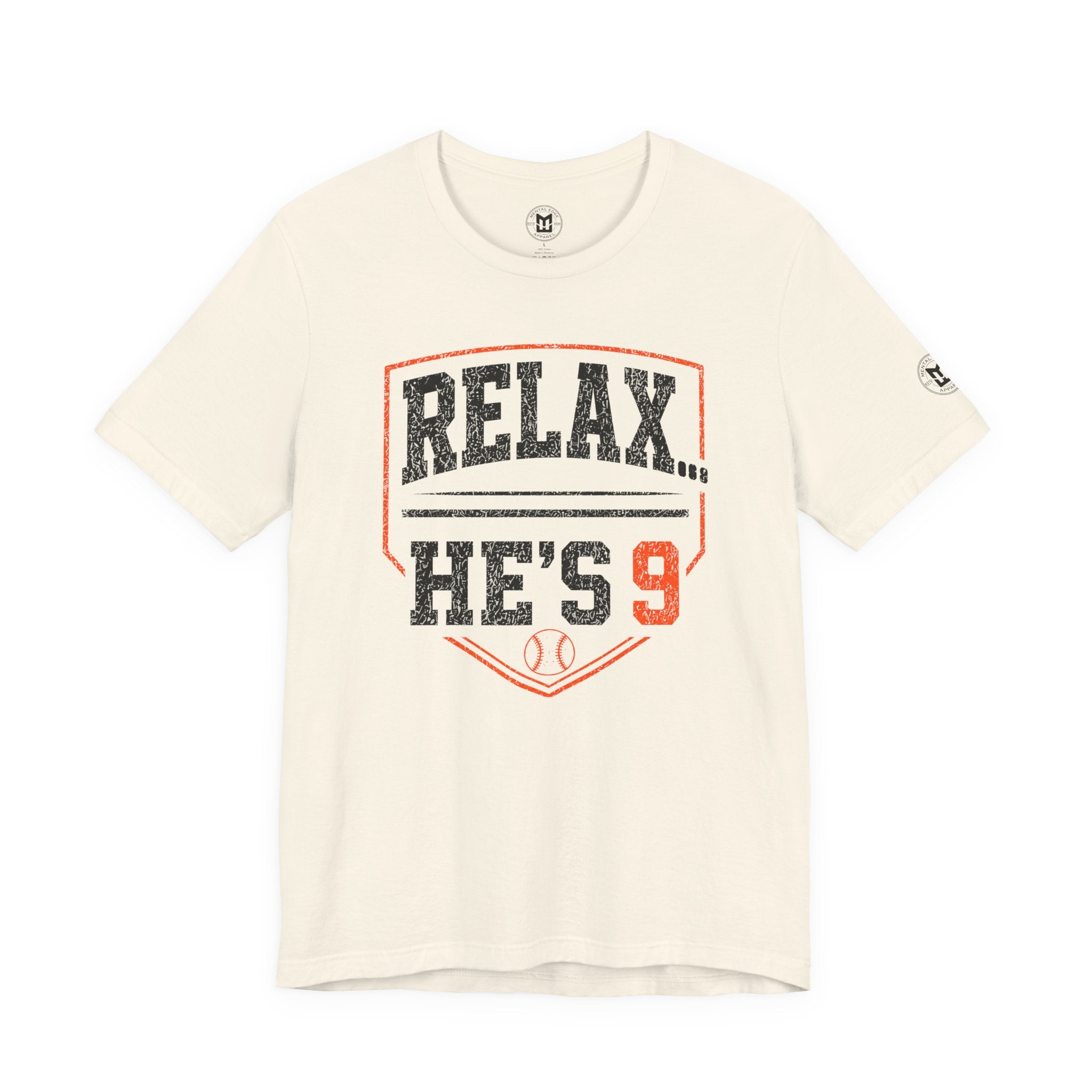 Relax… He's 9 Baseball Parent Tee _ Okstate Orange