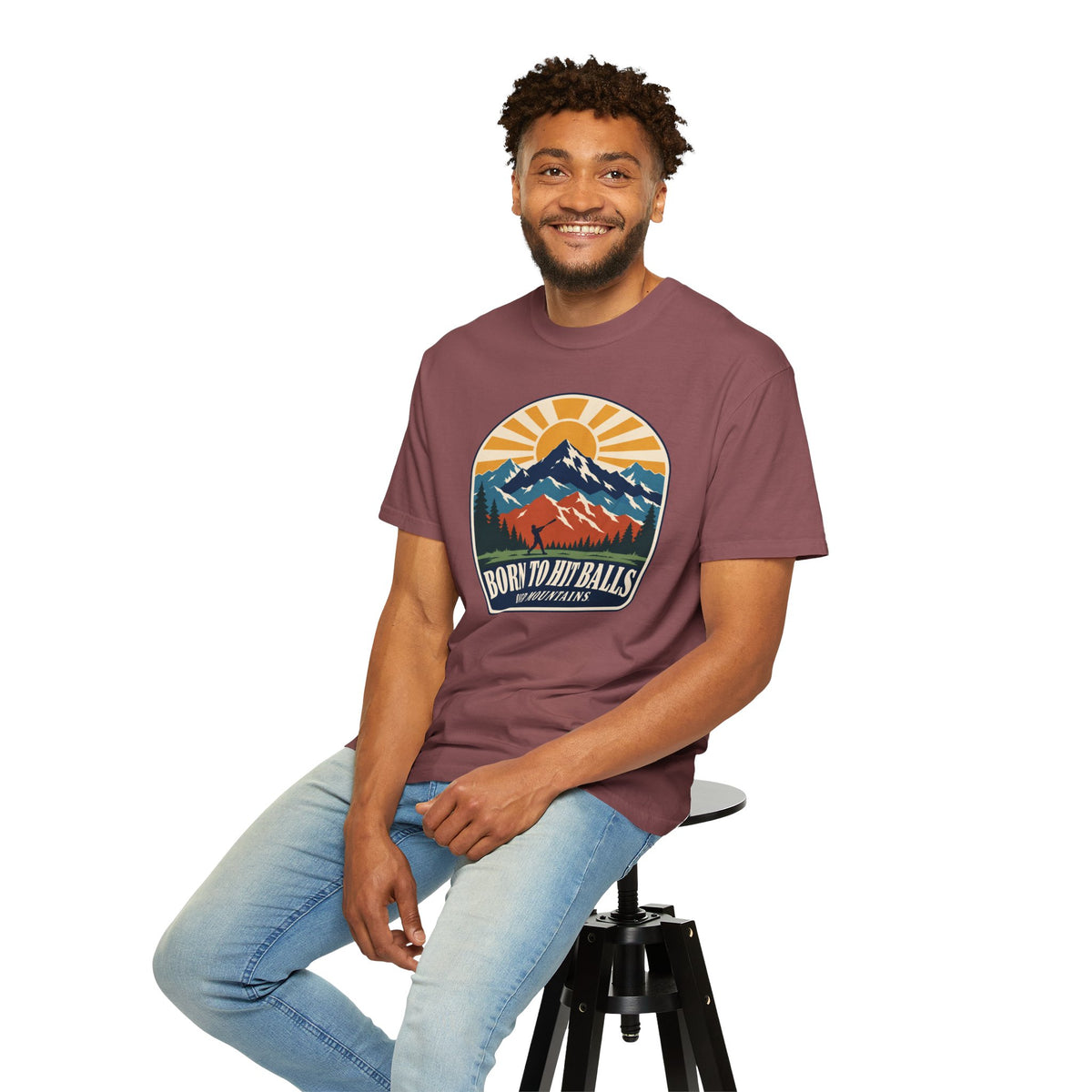 Born to Hit Balls Over Mountains T-Shirt — Unisex Vintage Mountain Comfort Colors Graphic Tee